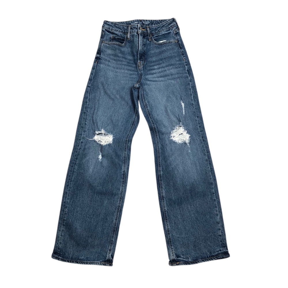Old Navy Extra High Rise Sky-Hi Wide Leg Jeans Distressed